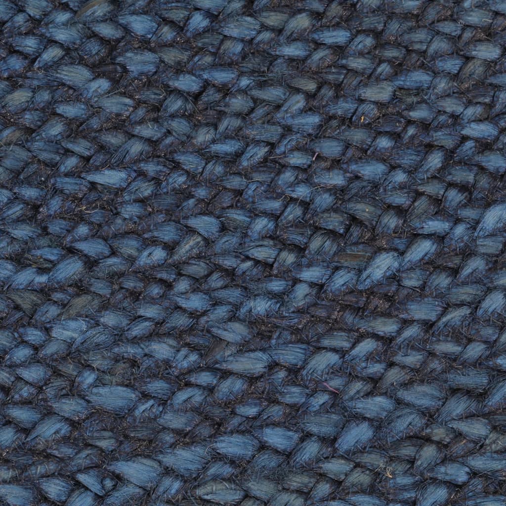 Berkfield Braided Rug Reversible Navy Blue and Natural 90 cm Jute Round
