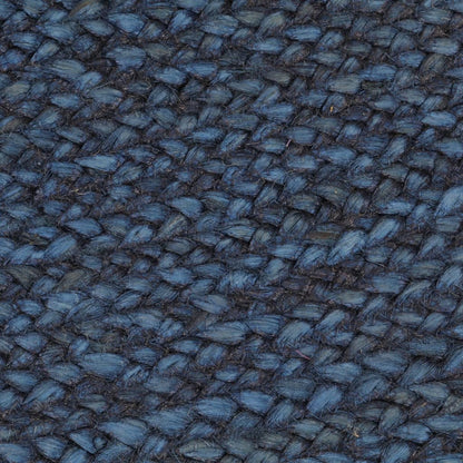 Berkfield Braided Rug Reversible Navy Blue and Natural 90 cm Jute Round