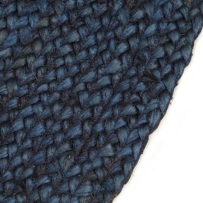 Berkfield Braided Rug Reversible Navy Blue and Natural 90 cm Jute Round