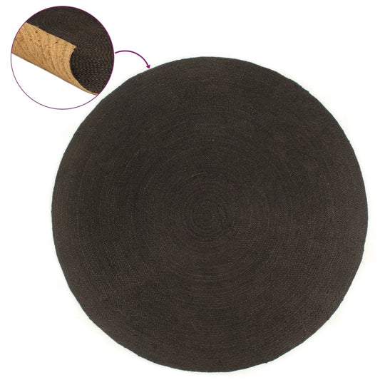 Berkfield Braided Rug Reversible Anthracite and Natural 120 cm Jute Round