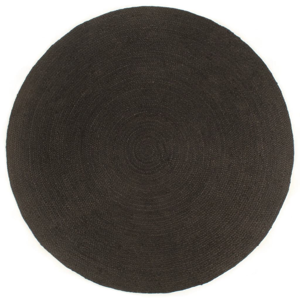 Berkfield Braided Rug Reversible Anthracite and Natural 120 cm Jute Round