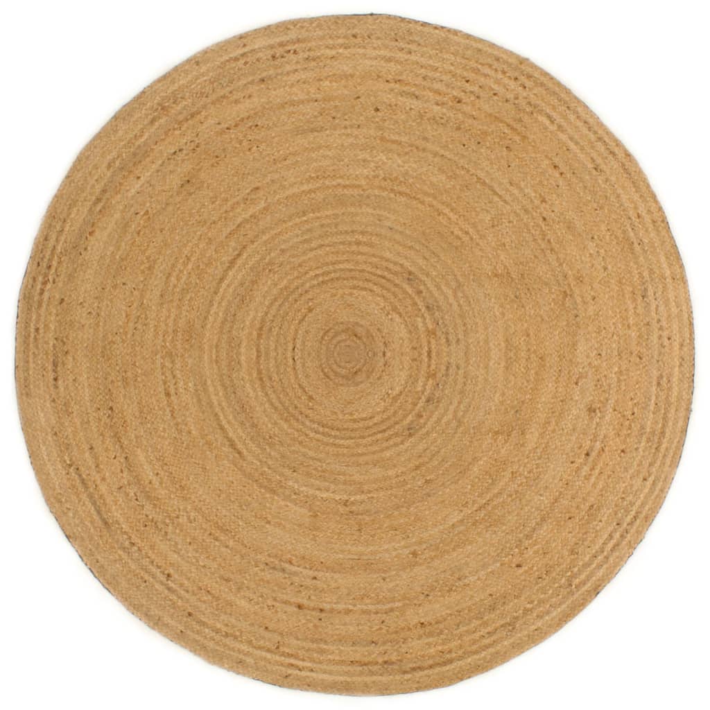 Berkfield Braided Rug Reversible Anthracite and Natural 120 cm Jute Round