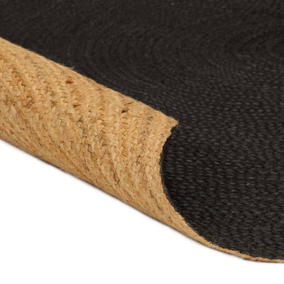 Berkfield Braided Rug Reversible Anthracite and Natural 120 cm Jute Round
