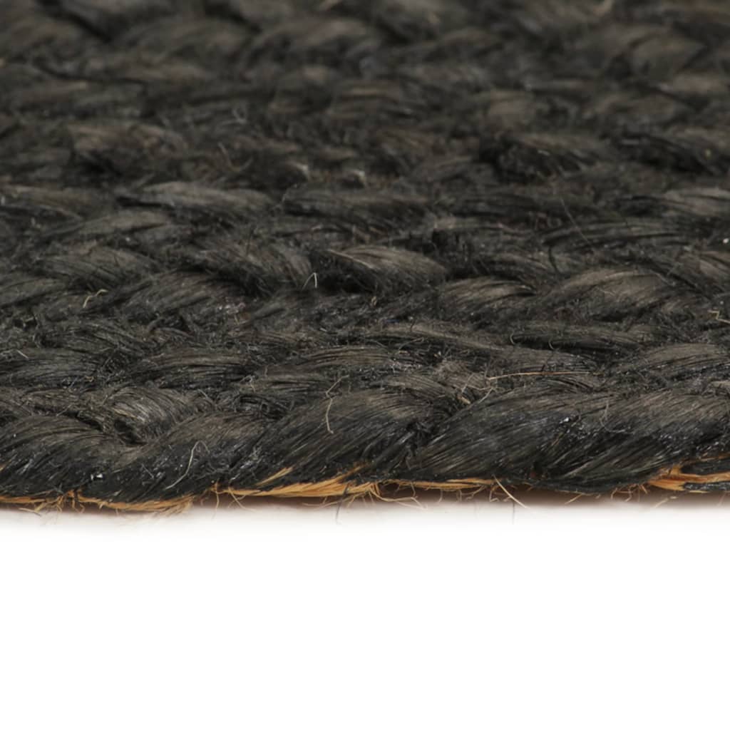 Berkfield Braided Rug Reversible Anthracite and Natural 120 cm Jute Round