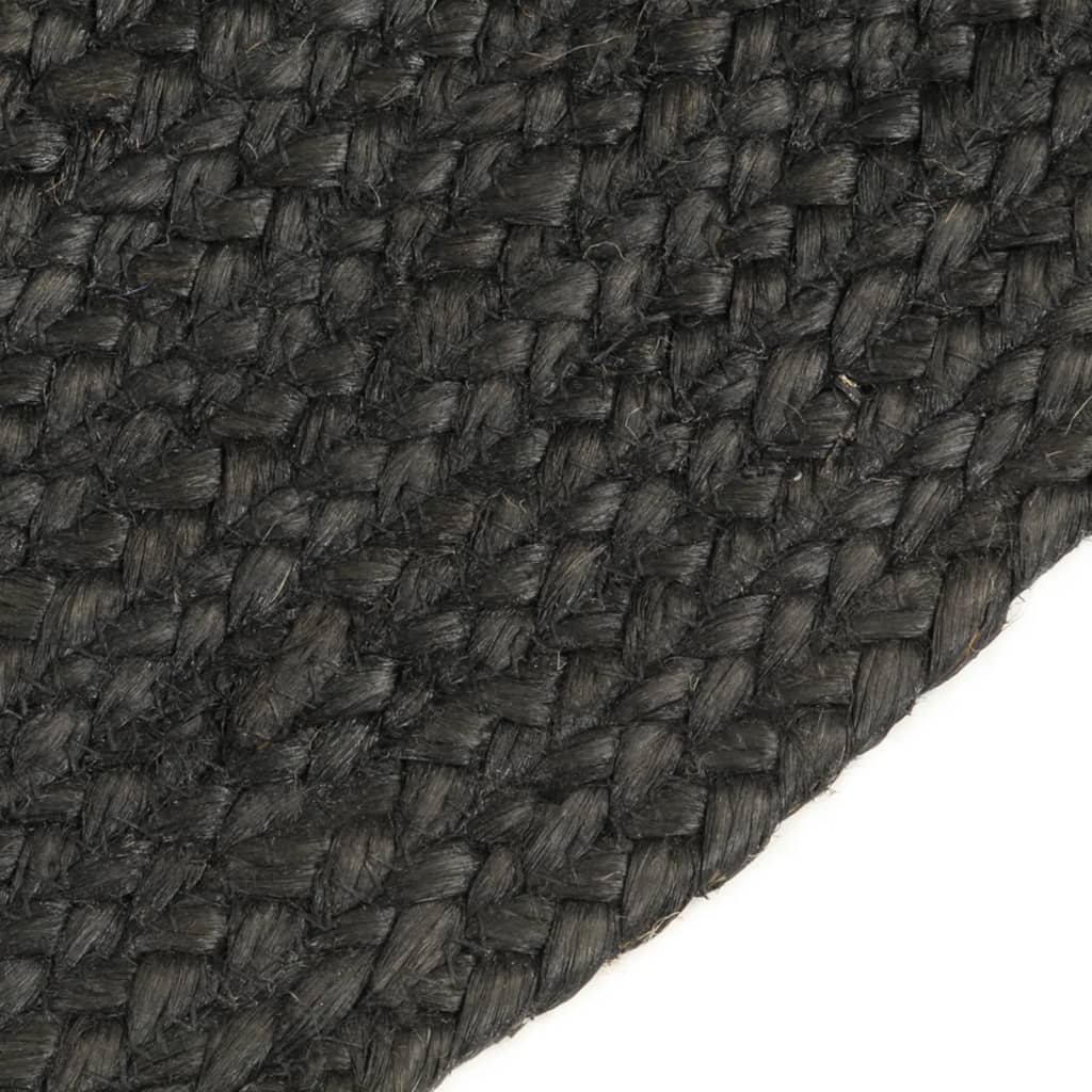 Berkfield Braided Rug Reversible Anthracite and Natural 120 cm Jute Round