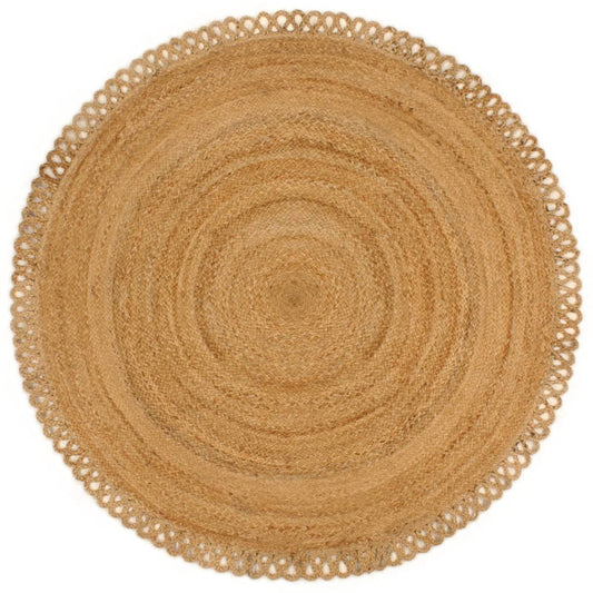 Berkfield Braided Area Rug with Wave Edge 150 cm Jute Round