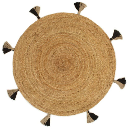 Berkfield Braided Area Rug with Tassels 90 cm Jute Round