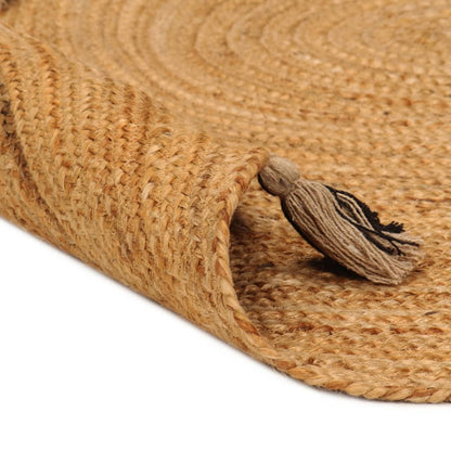 Berkfield Braided Area Rug with Tassels 90 cm Jute Round