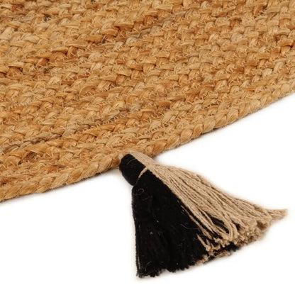 Berkfield Braided Area Rug with Tassels 90 cm Jute Round
