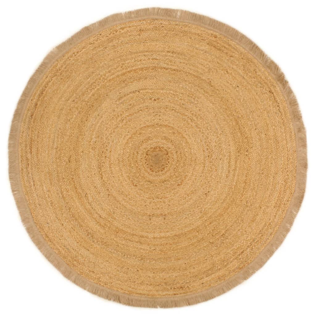 Berkfield Braided Area Rug with Ruffle Edge 90 cm Jute Round