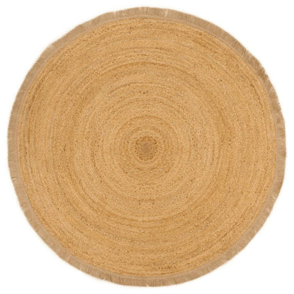 Berkfield Braided Area Rug with Ruffle Edge 120 cm Jute Round
