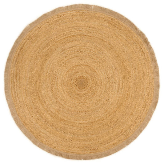 Berkfield Braided Area Rug with Ruffle Edge 120 cm Jute Round