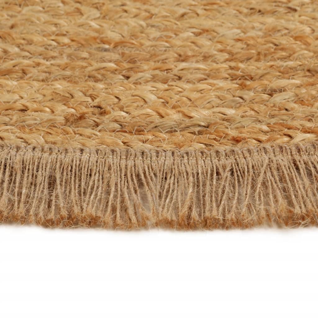 Berkfield Braided Area Rug with Ruffle Edge 120 cm Jute Round