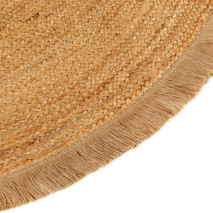 Berkfield Braided Area Rug with Ruffle Edge 120 cm Jute Round