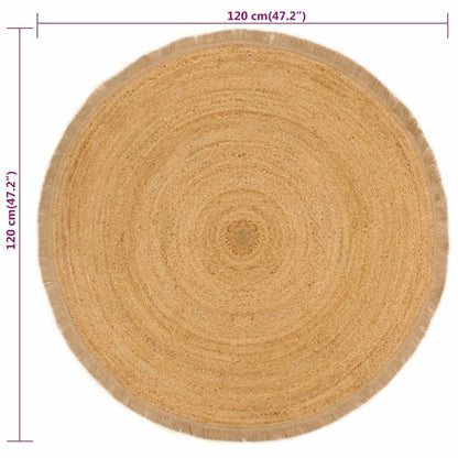 Berkfield Braided Area Rug with Ruffle Edge 120 cm Jute Round
