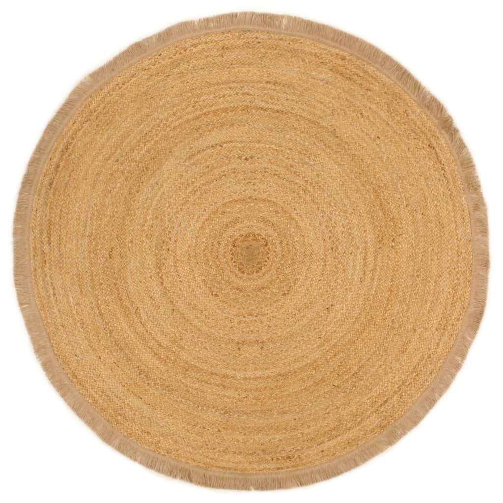 Berkfield Braided Area Rug with Ruffle Edge 150 cm Jute Round