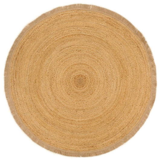 Berkfield Braided Area Rug with Ruffle Edge 150 cm Jute Round