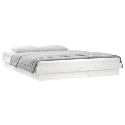 Berkfield LED Bed Frame White 140x190 cm Solid Wood