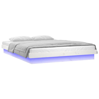 Berkfield LED Bed Frame White 140x190 cm Solid Wood