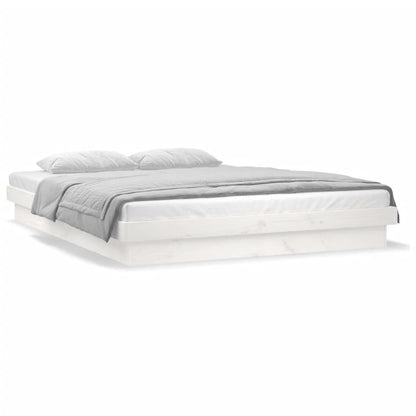 Berkfield LED Bed Frame White 140x190 cm Solid Wood