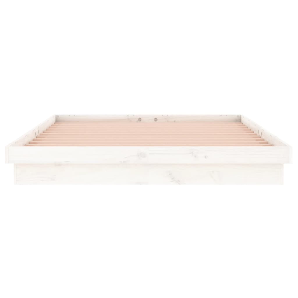 Berkfield LED Bed Frame White 140x190 cm Solid Wood