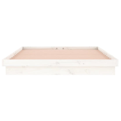 Berkfield LED Bed Frame White 140x190 cm Solid Wood