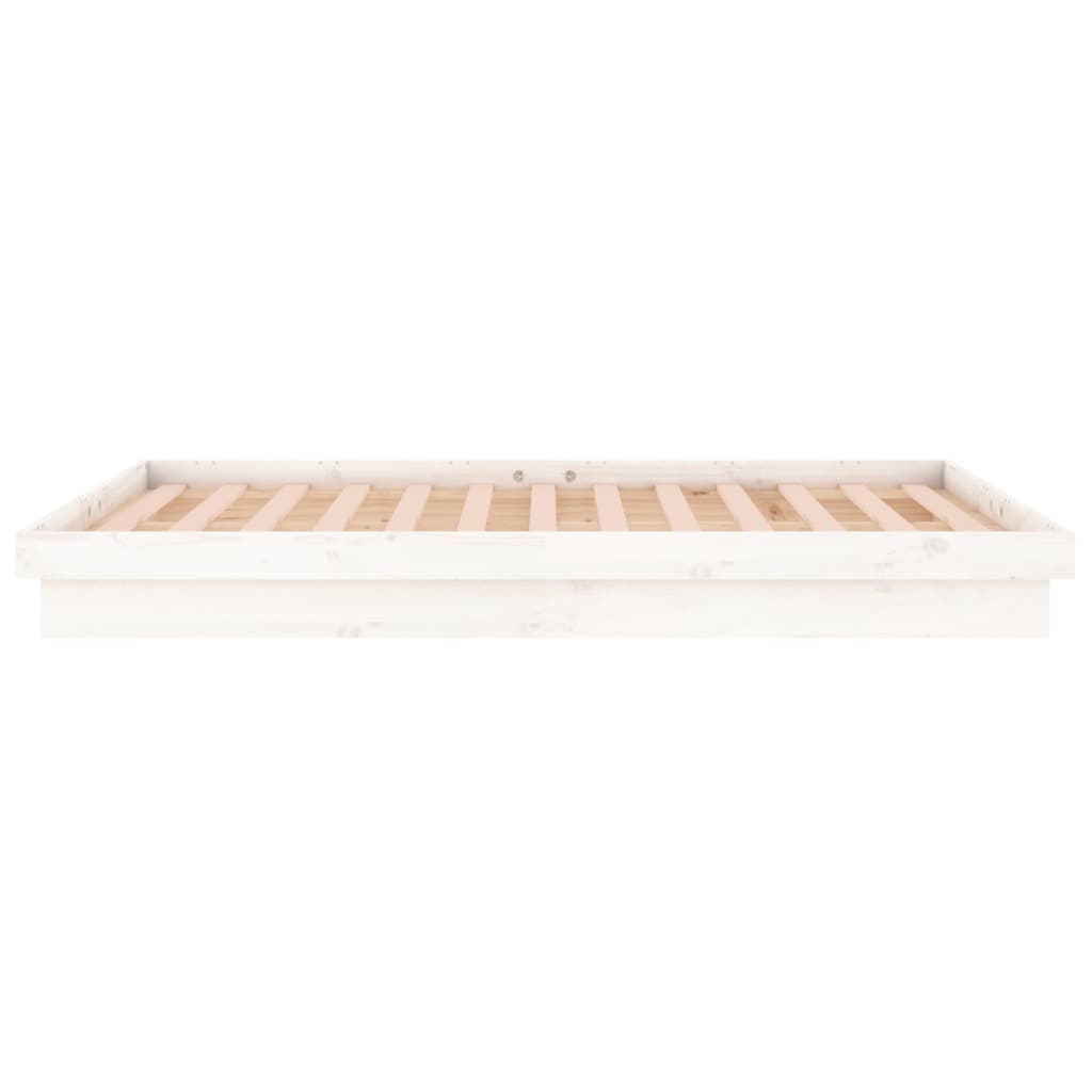 Berkfield LED Bed Frame White 140x190 cm Solid Wood