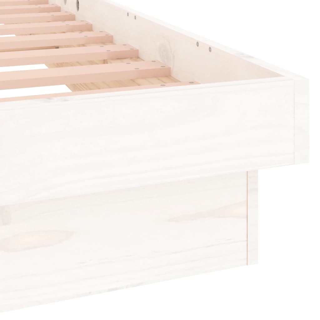 Berkfield LED Bed Frame White 140x190 cm Solid Wood