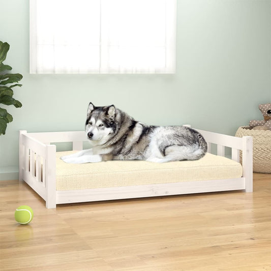 Berkfield Dog Bed White 105.5x75.5x28 cm Solid Wood Pine