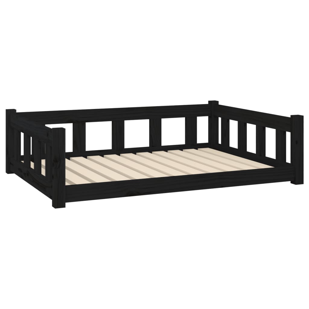 Berkfield Dog Bed Black 105.5x75.5x28 cm Solid Wood Pine