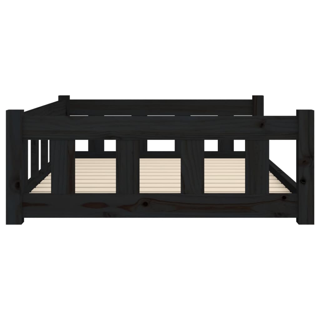 Berkfield Dog Bed Black 105.5x75.5x28 cm Solid Wood Pine