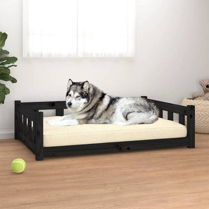 Berkfield Dog Bed Black 105.5x75.5x28 cm Solid Wood Pine