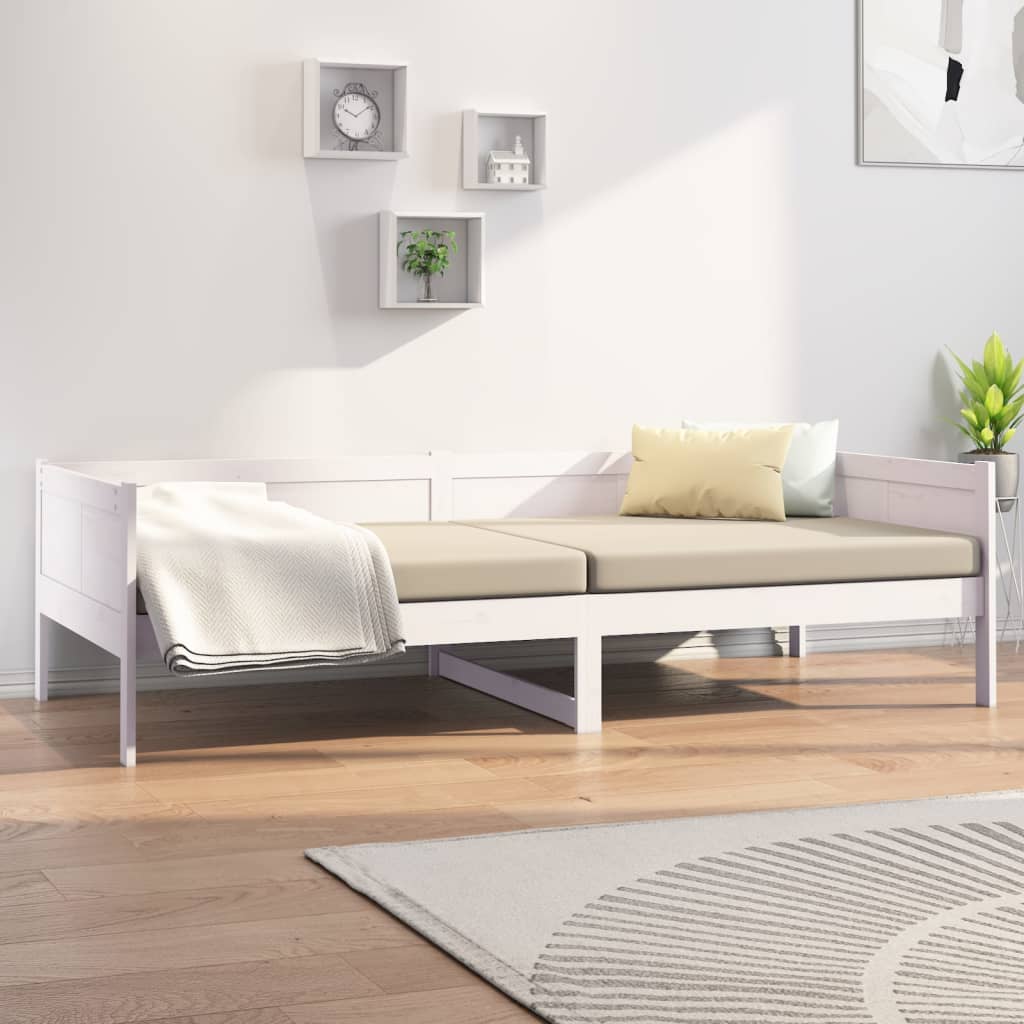 Berkfield Day Bed White Solid Wood Pine 90x200 cm