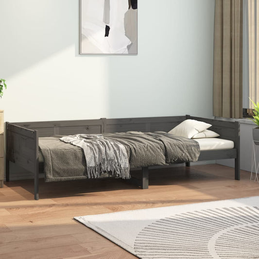 Berkfield Day Bed Grey Solid Wood Pine 90x200 cm