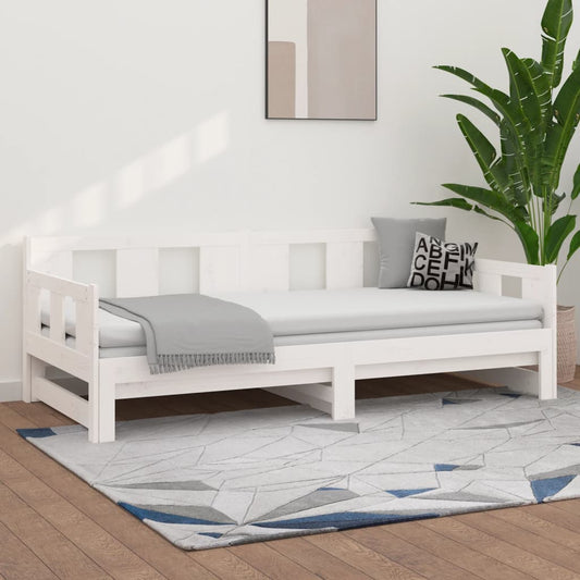 Berkfield Pull-out Day Bed White Solid Wood Pine 2x(90x200) cm
