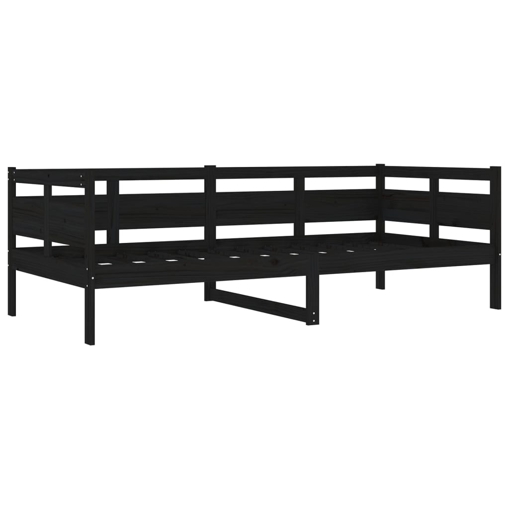 Berkfield Day Bed Black Solid Wood Pine 90x200 cm