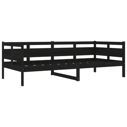 Berkfield Day Bed Black Solid Wood Pine 90x200 cm