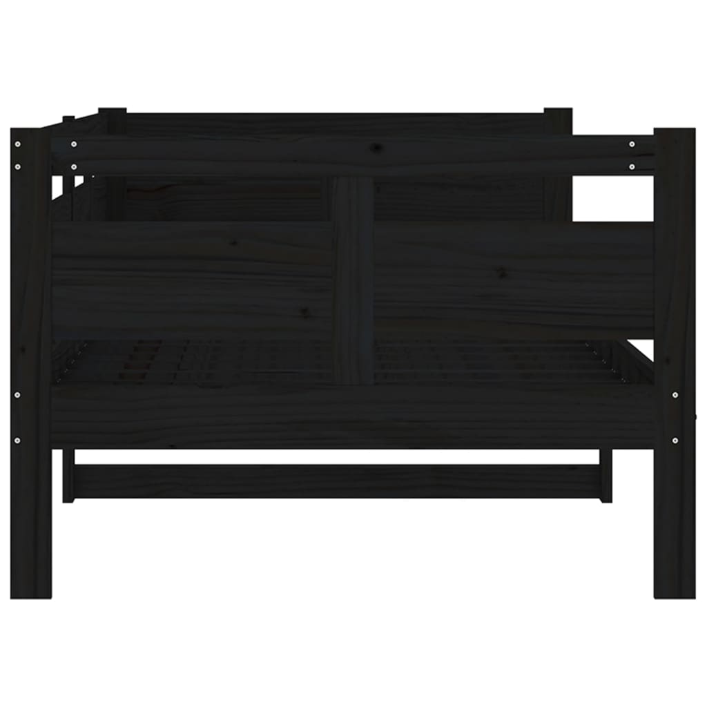Berkfield Day Bed Black Solid Wood Pine 90x200 cm