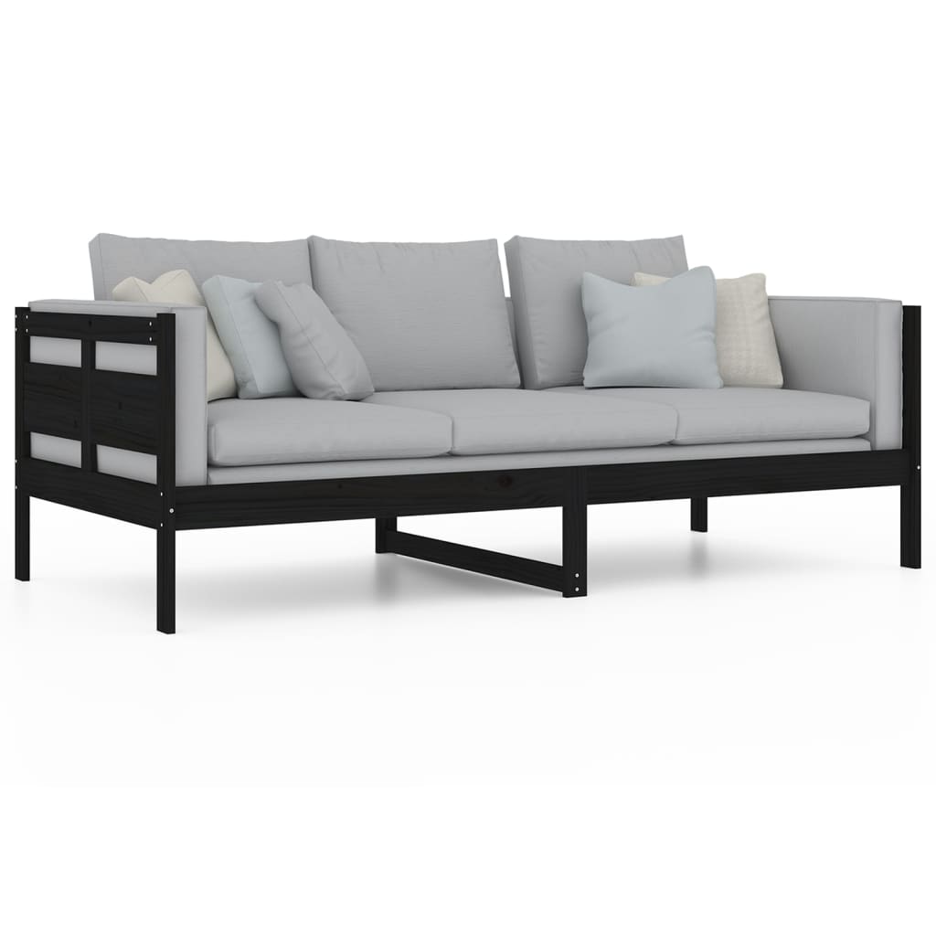 Berkfield Day Bed Black Solid Wood Pine 90x200 cm