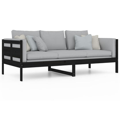 Berkfield Day Bed Black Solid Wood Pine 90x200 cm