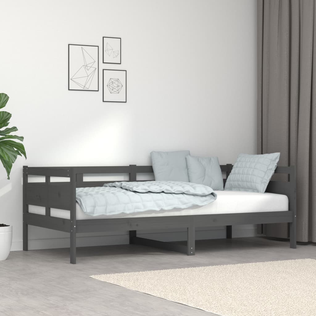 Berkfield Day Bed Grey Solid Wood Pine 90x190 cm