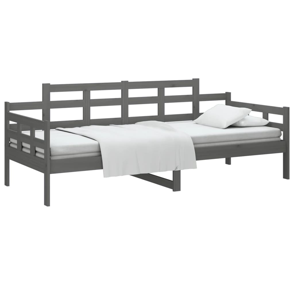 Berkfield Day Bed Grey Solid Wood Pine 90x200 cm