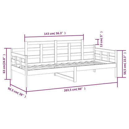 Berkfield Day Bed Grey Solid Wood Pine 90x200 cm