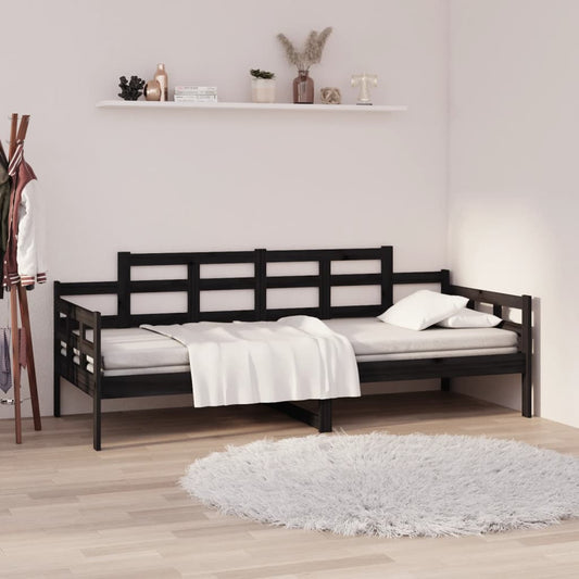 Berkfield Day Bed Black Solid Wood Pine 90x200 cm