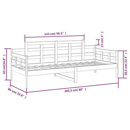 Berkfield Day Bed Grey Solid Wood Pine 80x200 cm