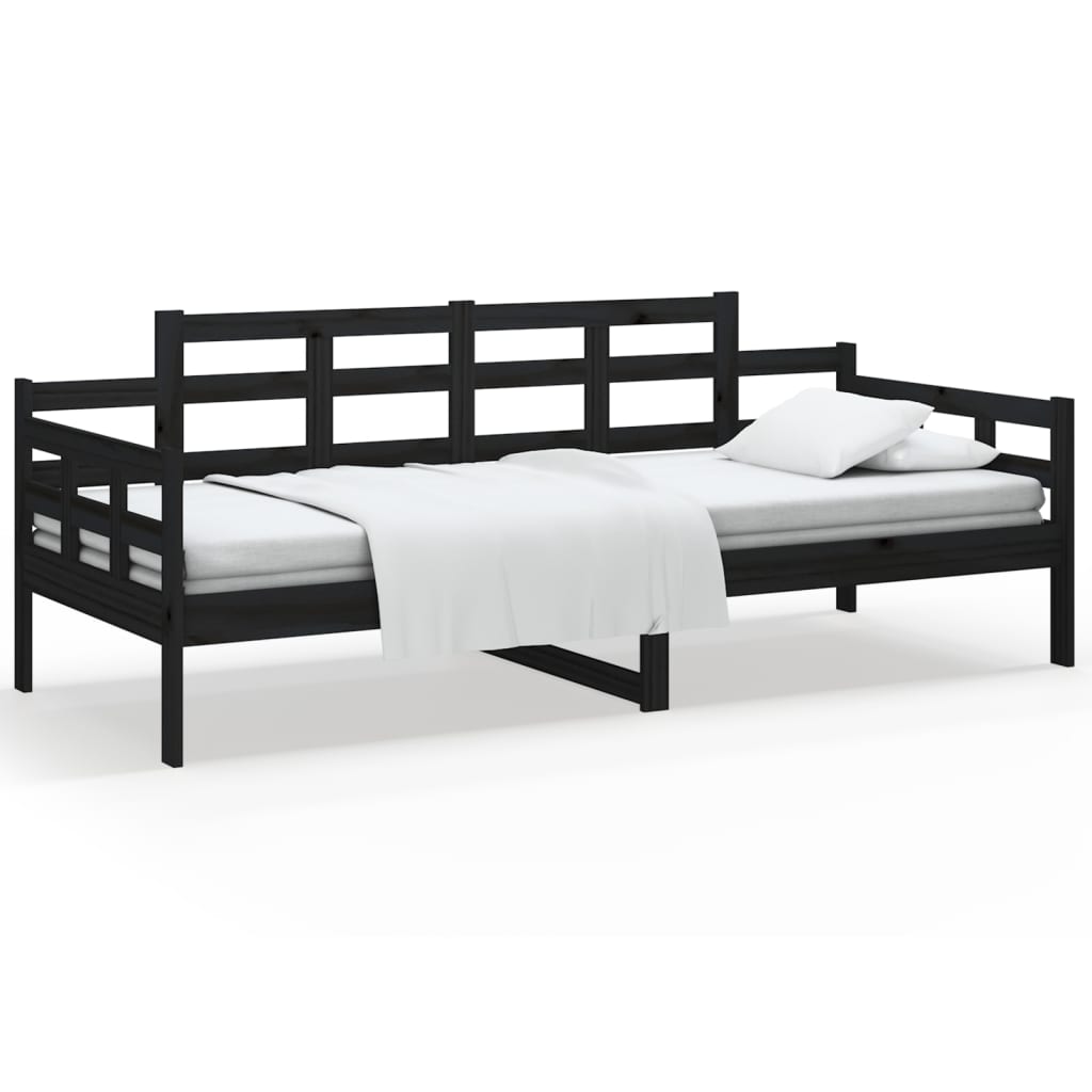 Berkfield Day Bed Black Solid Wood Pine 80x200 cm