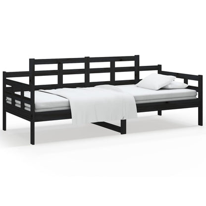 Berkfield Day Bed Black Solid Wood Pine 80x200 cm