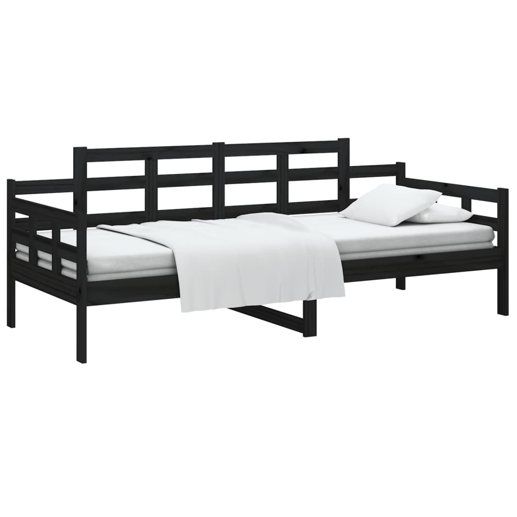 Berkfield Day Bed Black Solid Wood Pine 80x200 cm