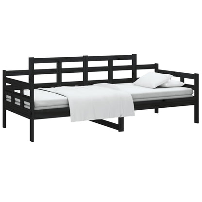 Berkfield Day Bed Black Solid Wood Pine 80x200 cm