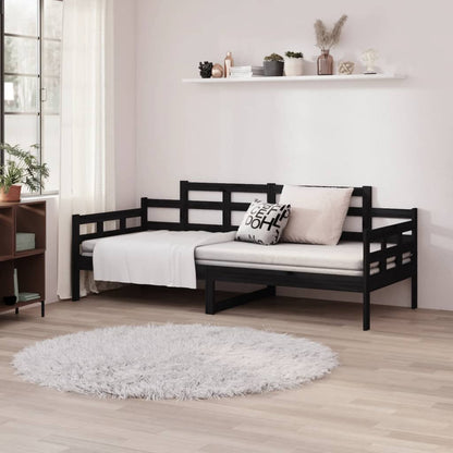 Berkfield Day Bed Black Solid Wood Pine 80x200 cm
